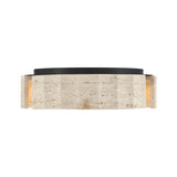 Damari Medium LED Flush Mount 18", Travertine and Matte Black