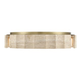 Damari Large LED Flush Mount 24", Travertine and Brass
