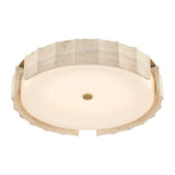 Damari Large LED Flush Mount 24", Travertine and Brass