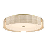 Damari Large LED Flush Mount 24", Travertine and Brass