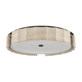 Damari Large LED Flush Mount 24", Travertine and Matte Black