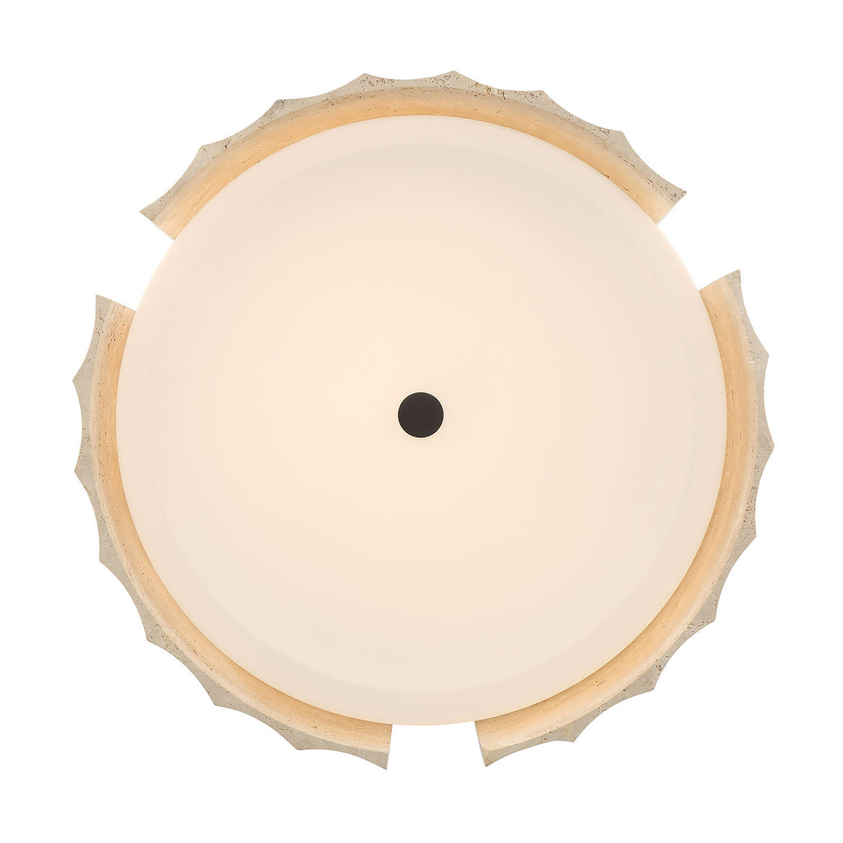 Damari Large LED Flush Mount 24", Travertine and Matte Black