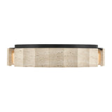 Damari Large LED Flush Mount 24", Travertine and Matte Black