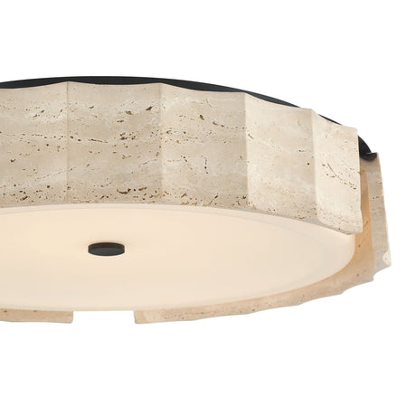 Damari Large LED Flush Mount 24", Travertine and Matte Black