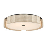 Damari Large LED Flush Mount 24", Travertine and Matte Black