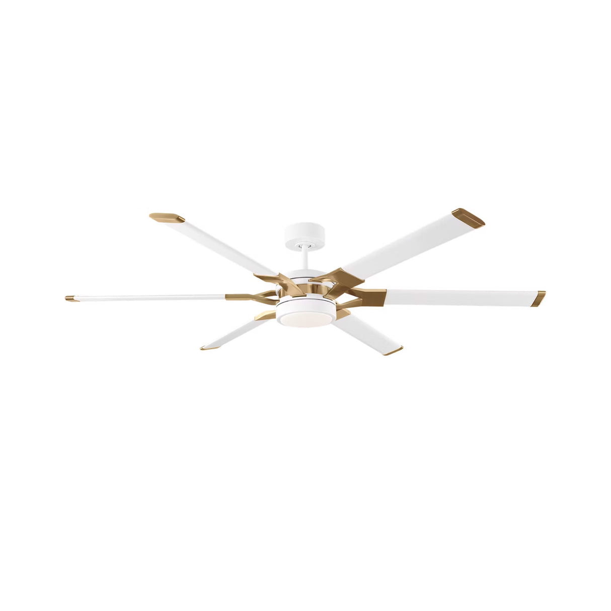 Loon LED Ceiling Fan 62", Matte White with Modern Brass