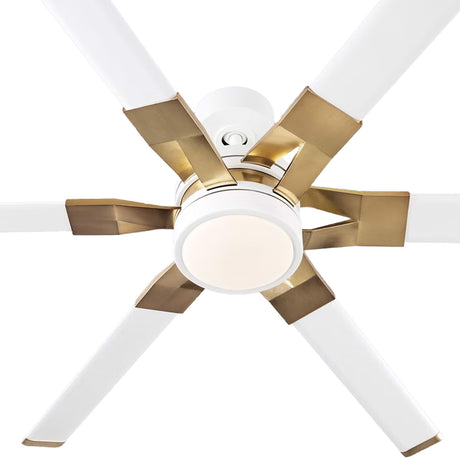 Loon LED Ceiling Fan 62", Matte White with Modern Brass