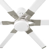 Loon LED Ceiling Fan 62", Matte White with Brushed Steel