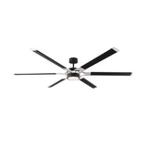 Loon LED Ceiling Fan 72", Matte Black with Brushed Steel