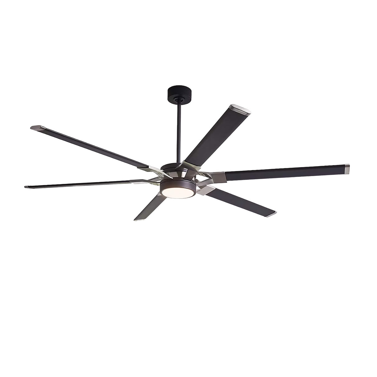 Loon LED Ceiling Fan 72", Matte Black with Brushed Steel