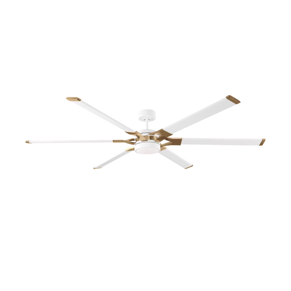 Loon LED Ceiling Fan 72", Matte White with Modern Brass