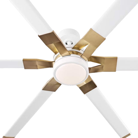 Loon LED Ceiling Fan 72", Matte White with Modern Brass