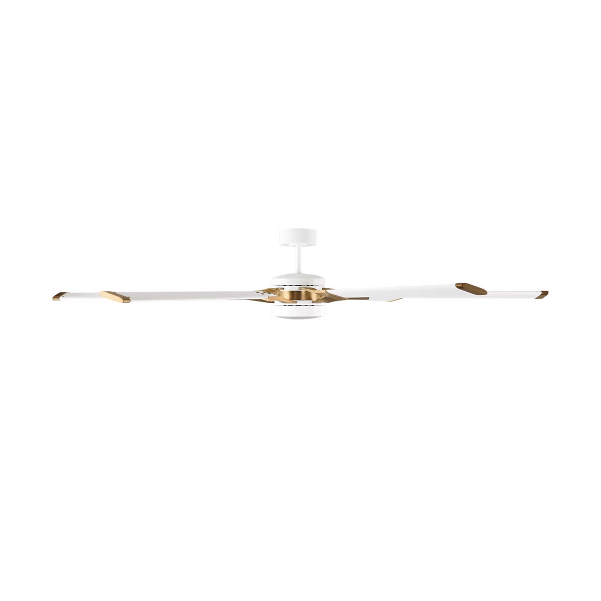 Loon LED Ceiling Fan 72", Matte White with Modern Brass