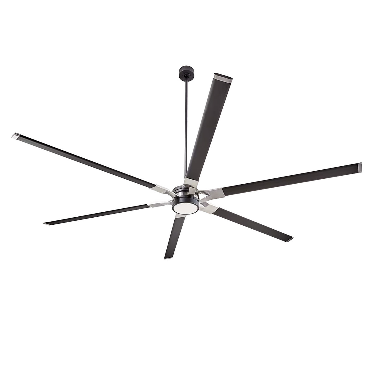 Loon LED Ceiling Fan 96", Matte Black with Brushed Steel
