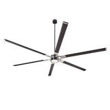 Loon LED Ceiling Fan 96", Matte Black with Brushed Steel