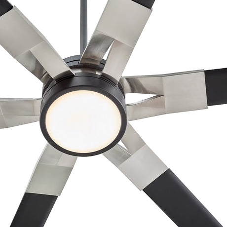 Loon LED Ceiling Fan 96", Matte Black with Brushed Steel