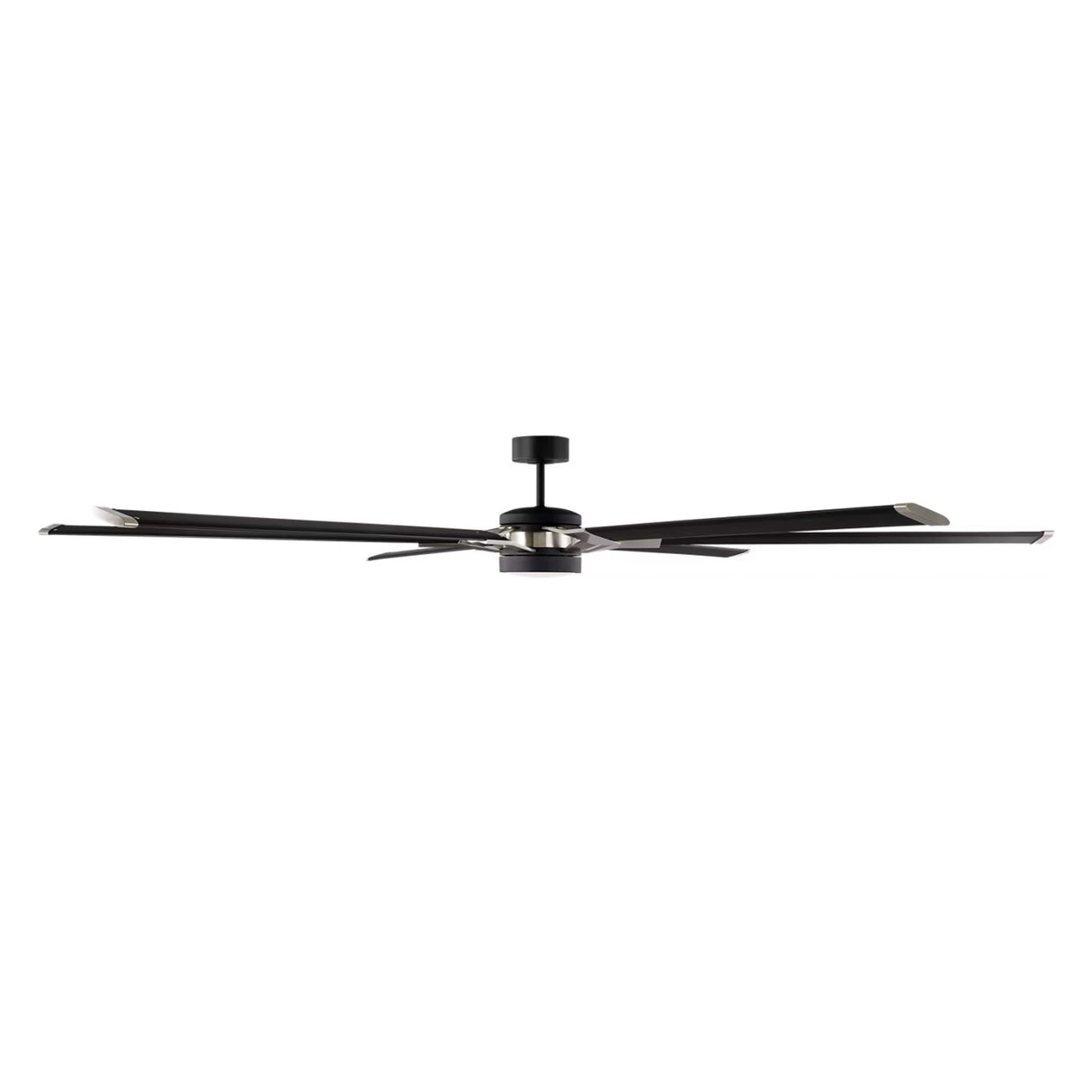 Loon LED Ceiling Fan 96", Matte Black with Brushed Steel
