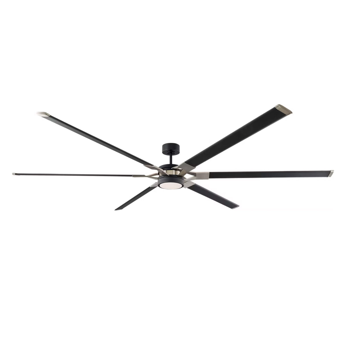 Loon LED Ceiling Fan 96", Matte Black with Brushed Steel