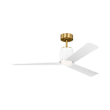 Condor LED Smart Ceiling Fan 52", Matte White with Modern Brass