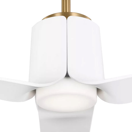 Condor LED Ceiling Fan 66", Matte White with Modern Brass
