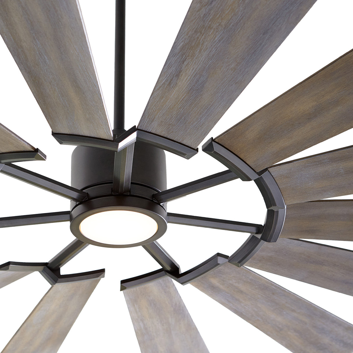 Dunlin LED Ceiling Fan 72", Gray Wash Wood and Aged Pewter