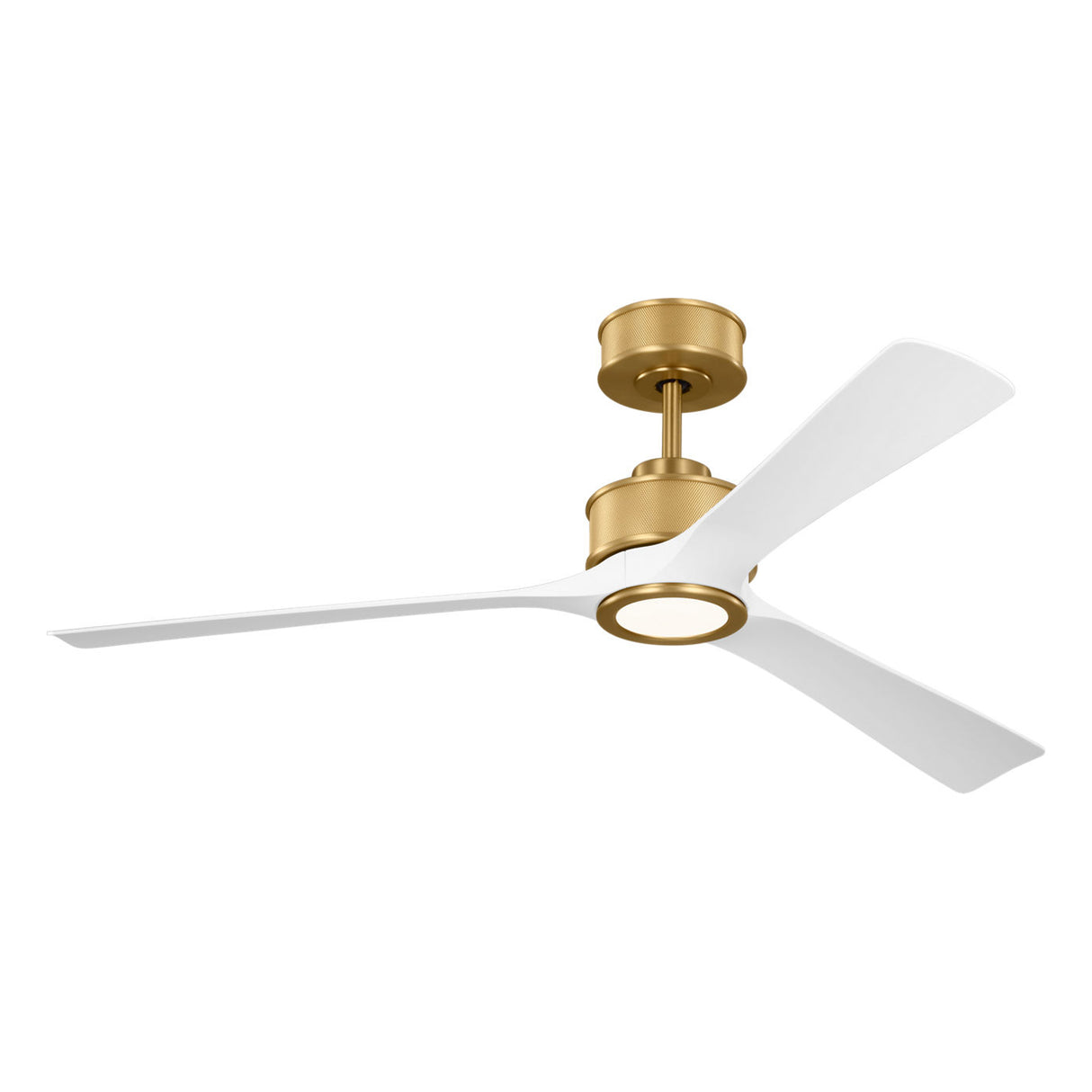 Oriole LED Ceiling Fan 52", Modern Brass and Matte White