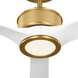 Oriole LED Ceiling Fan 52", Modern Brass and Matte White