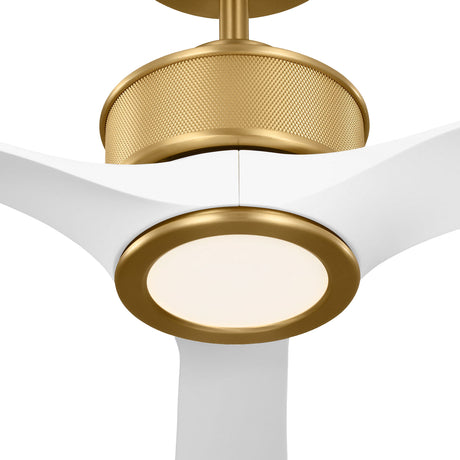 Oriole LED Ceiling Fan 52", Modern Brass and Matte White