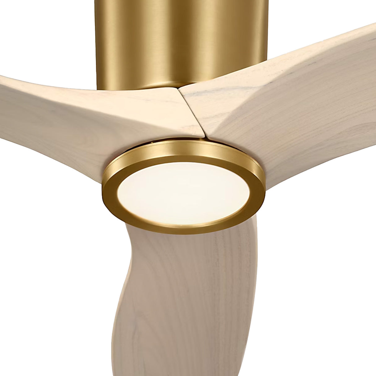 Avocet LED Smart Ceiling Fan 52", Modern Brass and Whitewash Oak