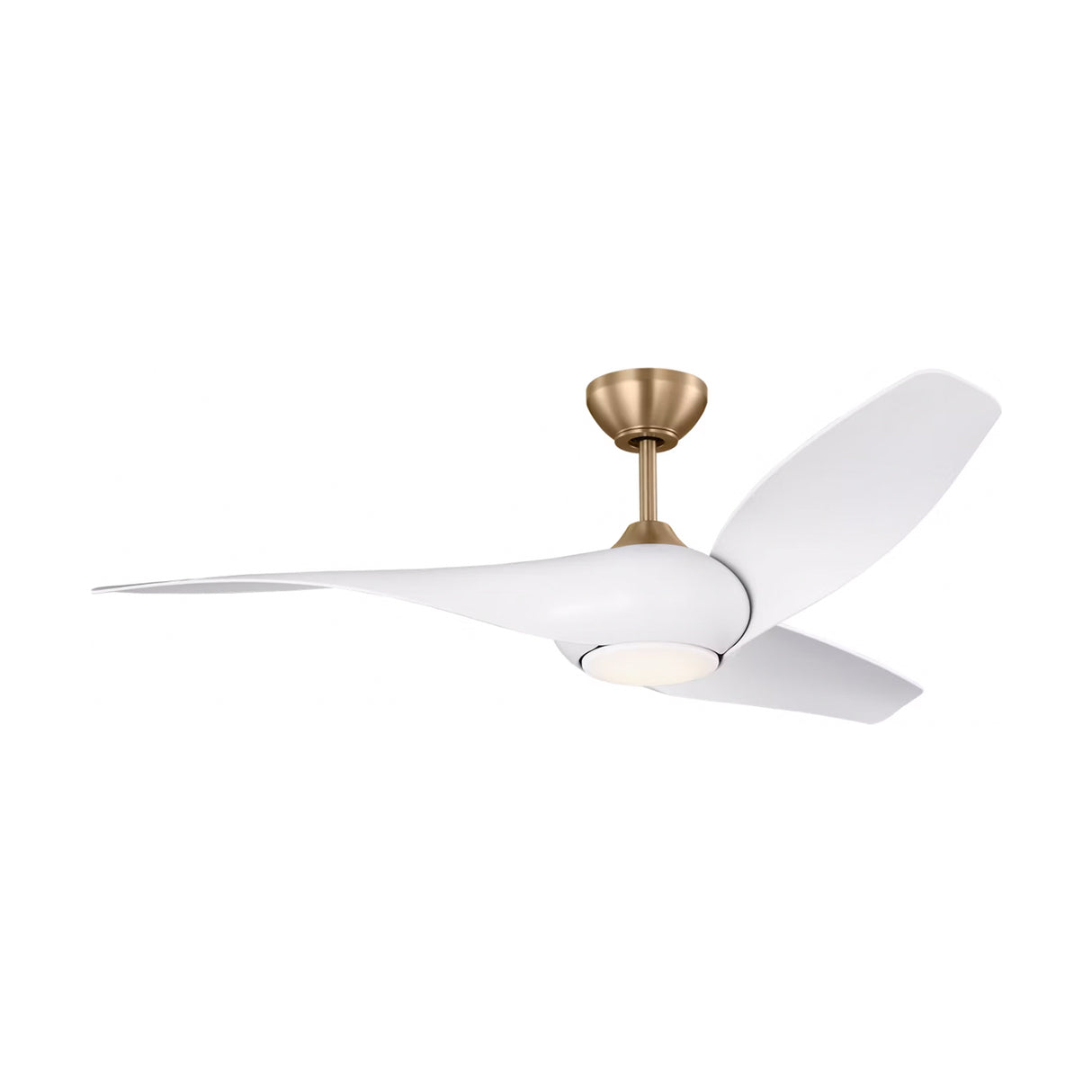 Krestel LED Smart Ceiling Fan 52", Matte White and Modern Brass