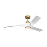 Merlin LED Smart Ceiling Fan 60", Matte White and Modern Brass