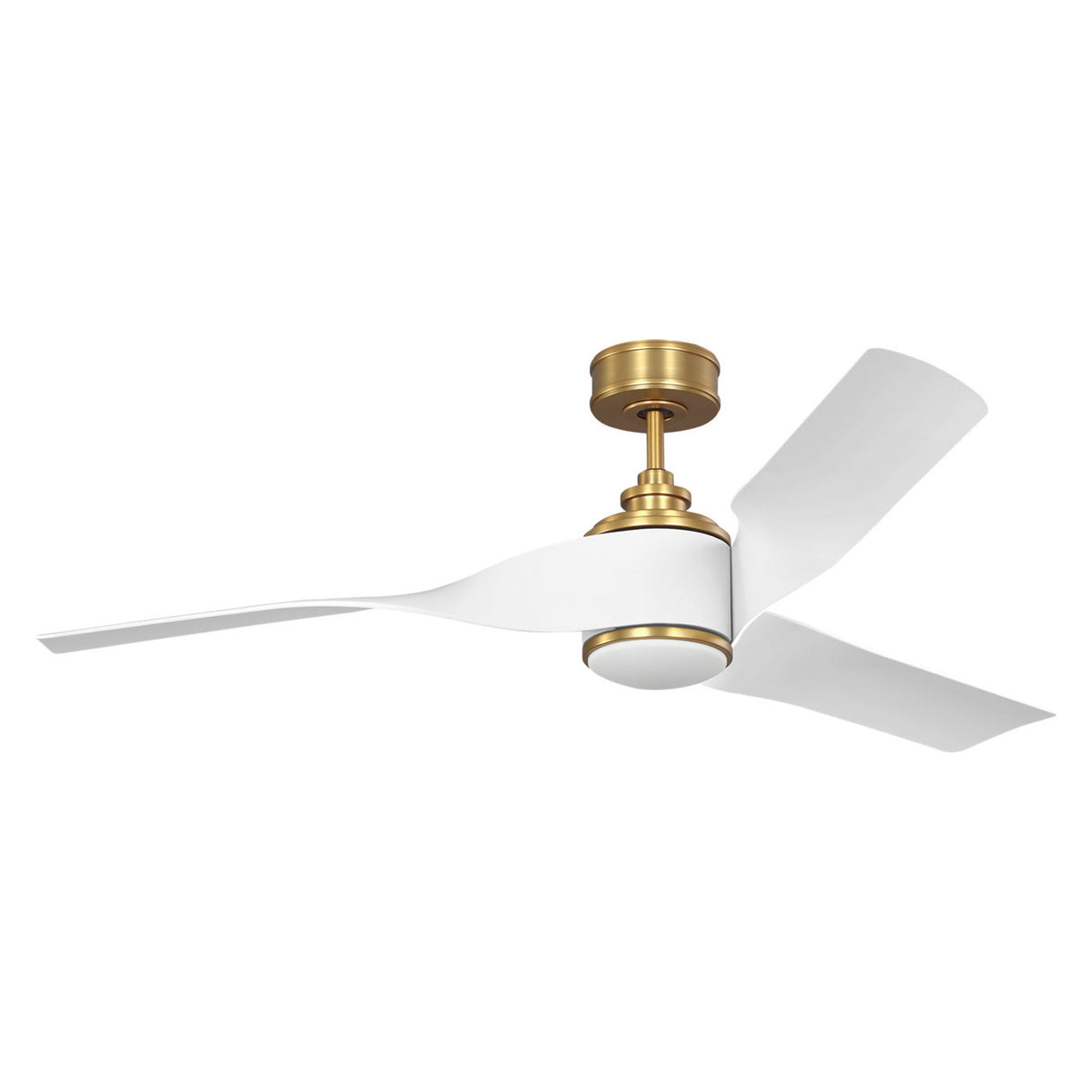 Merlin LED Smart Ceiling Fan 60", Matte White and Modern Brass