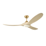 Egret LED Smart Ceiling Fan 60", Whitewash Oak and Modern Brass