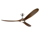 Egret LED Ceiling Fan 70", Walnut Wood and Brushed Steel