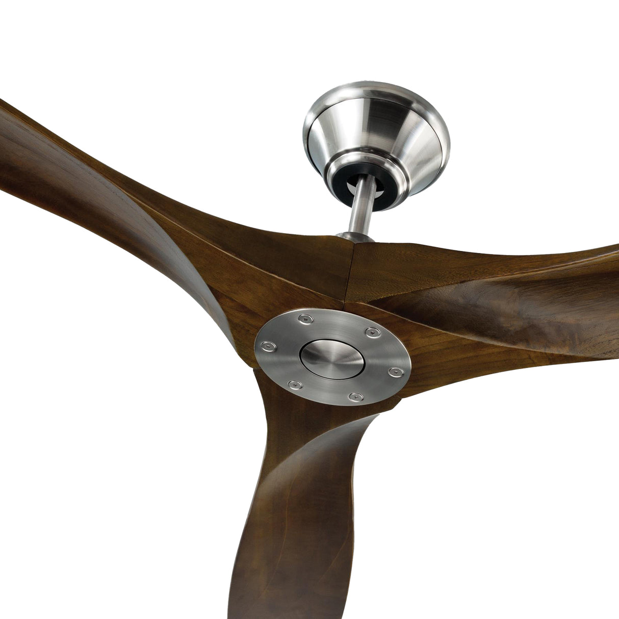 Egret Ceiling Fan 70", Walnut Wood and Brushed Steel