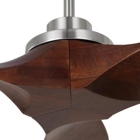 Heron Smart Ceiling Fan 52", Walnut Wood and Brushed Steel