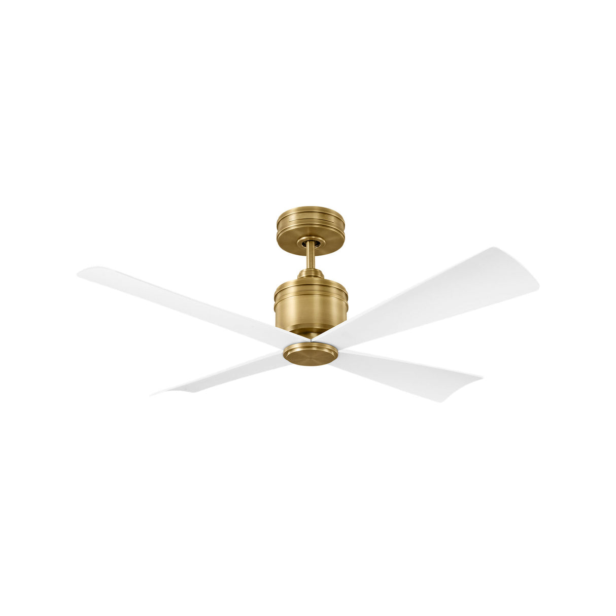 Sora Ceiling Fan 44", Antique Rubbed Brass and Matte White
