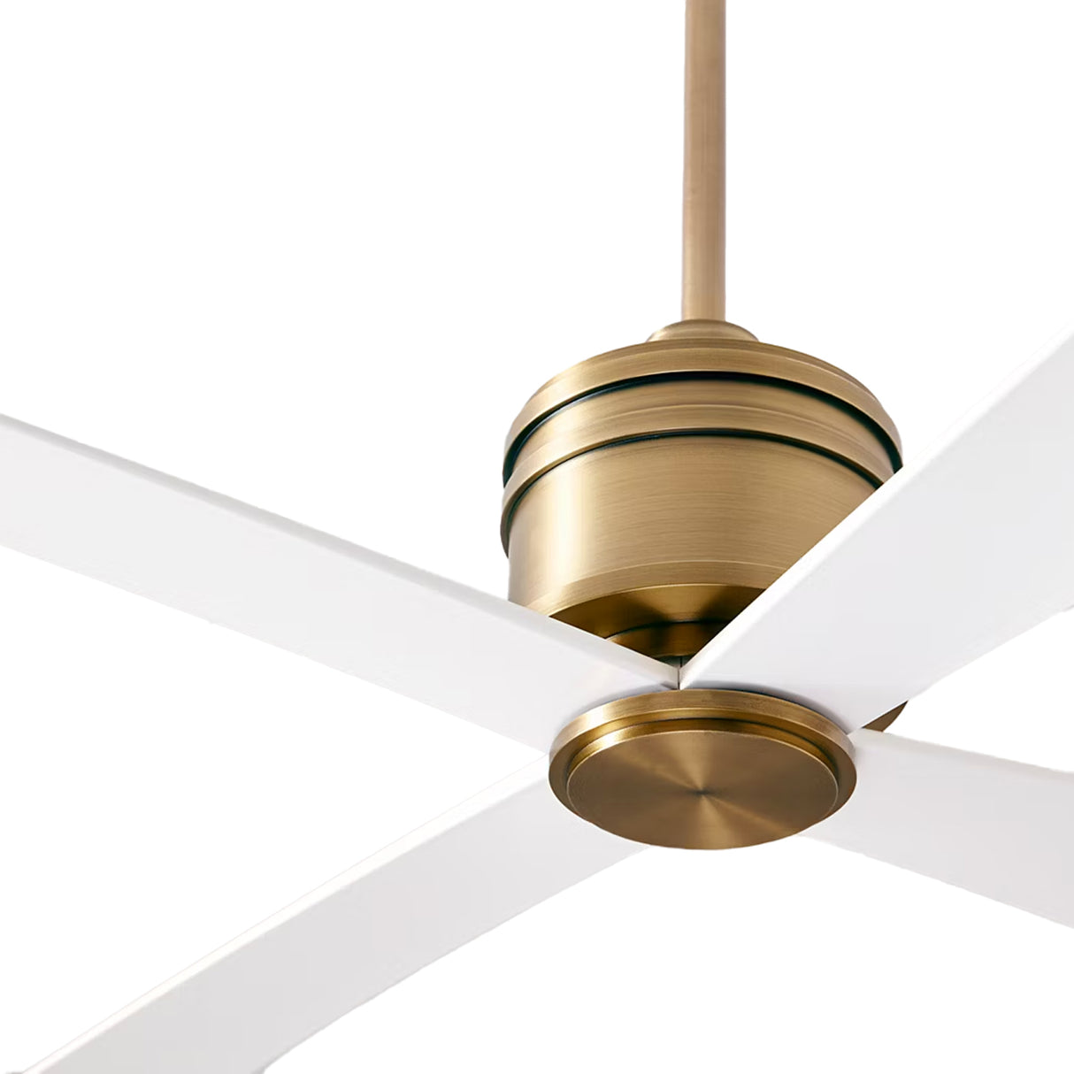 Sora Ceiling Fan 44", Antique Rubbed Brass and Matte White