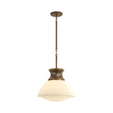 Lennox Medium Pendant 16", Vintage Bronze and Milk Glass