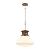 Lennox Medium Pendant 16", Vintage Bronze and Milk Glass