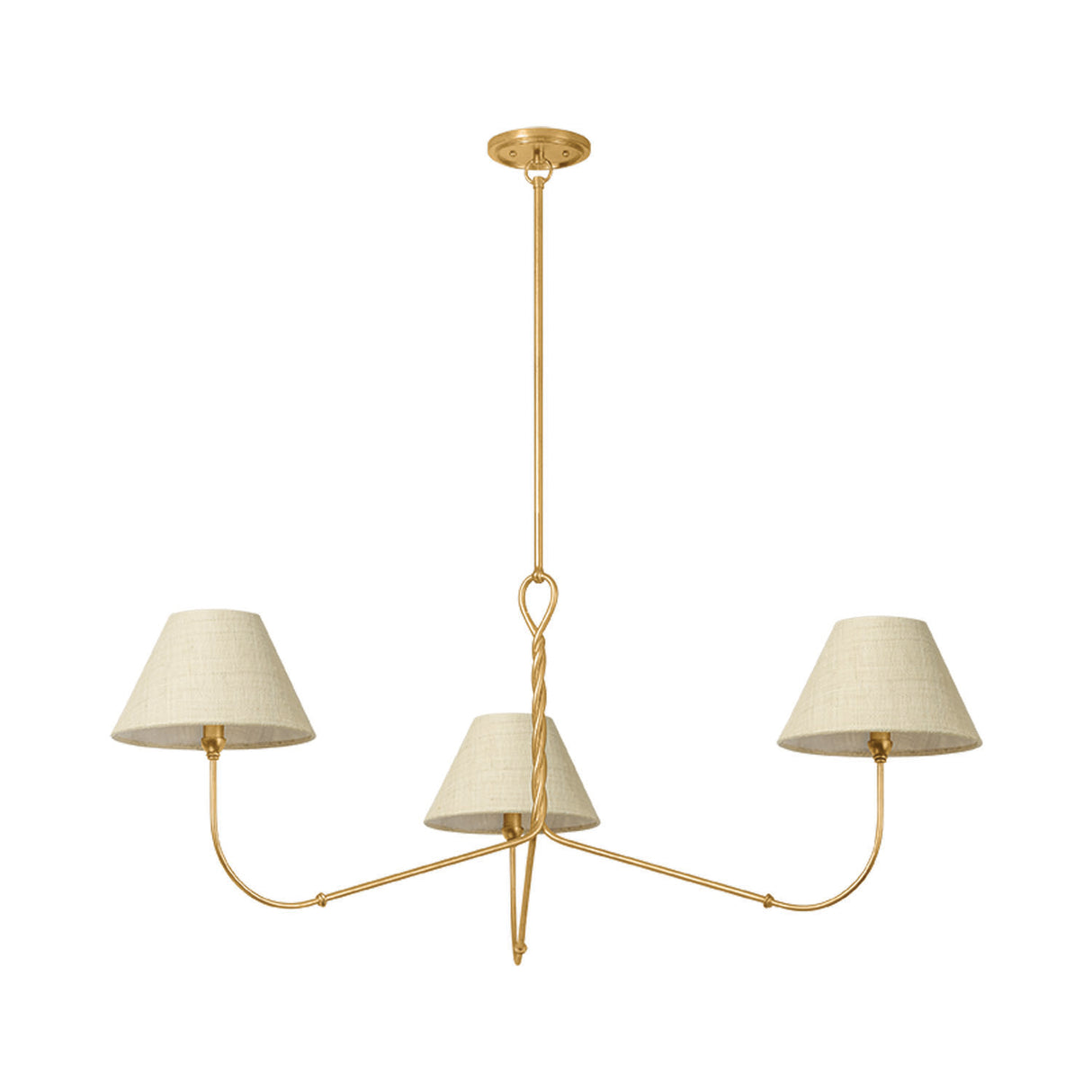 Thornton Chandelier 48", Gold Leaf and Natural