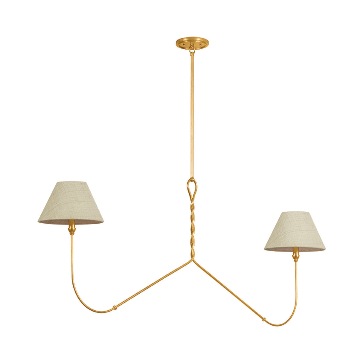 Thornton Linear Pendant 60", Gold Leaf and Natural