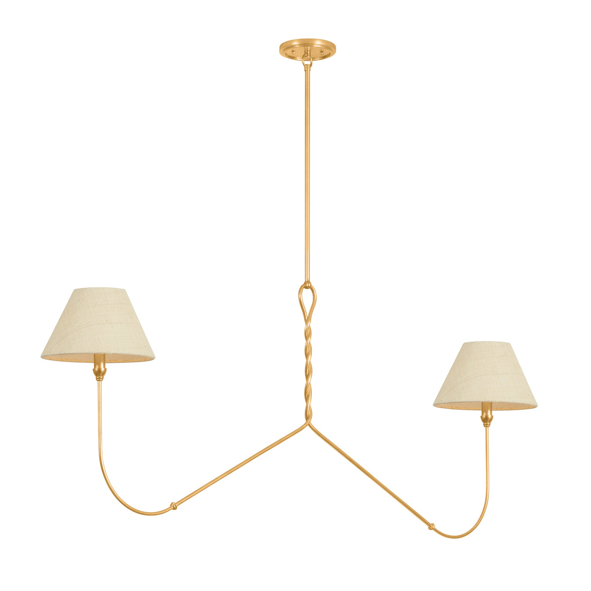 Thornton Linear Pendant 60", Gold Leaf and Natural