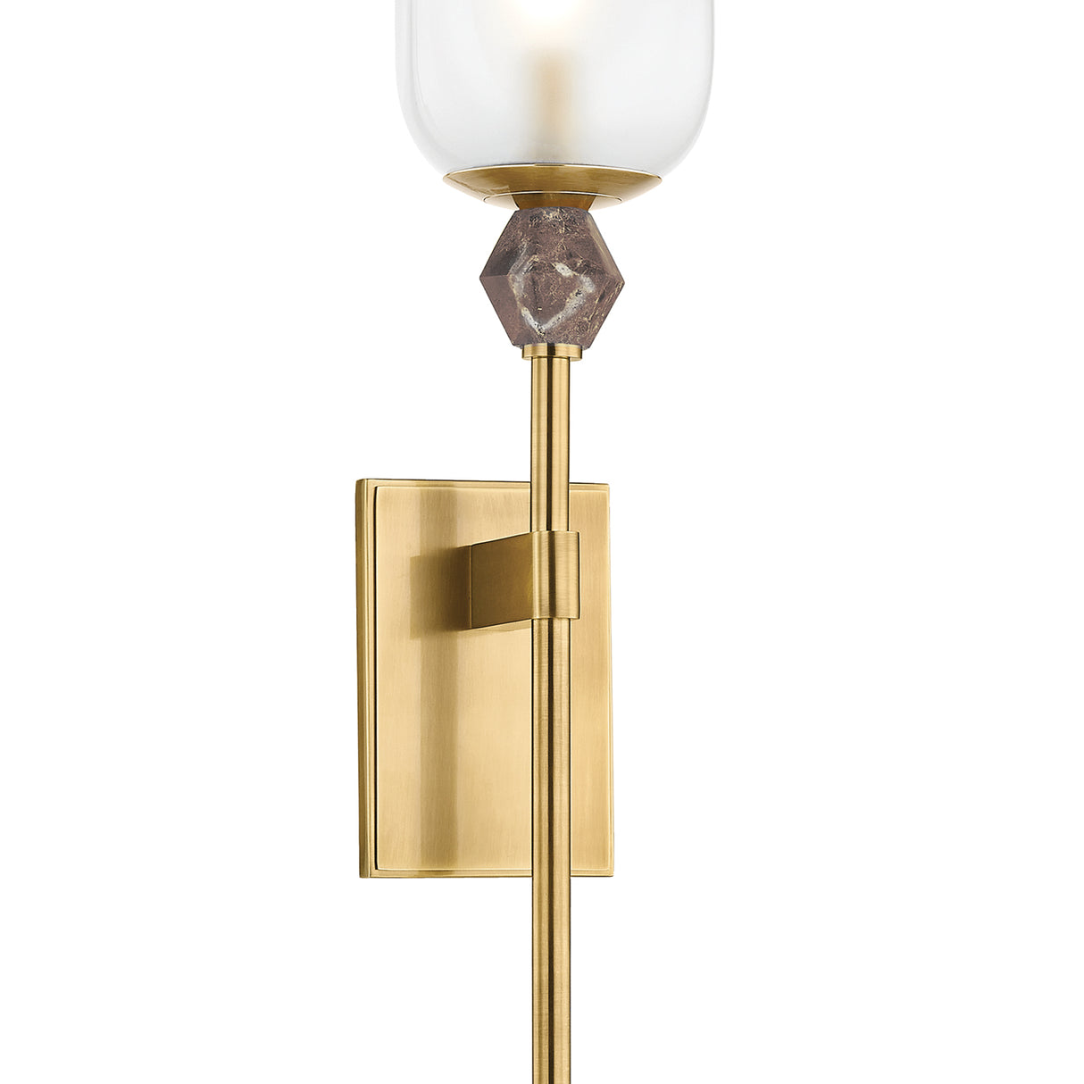 Lockwood Wall Sconce 33", Vintage Brass and Frosted Glass