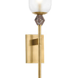 Lockwood Wall Sconce 33", Vintage Brass and Frosted Glass