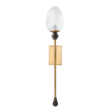 Lockwood Wall Sconce 33", Vintage Brass and Frosted Glass