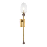 Lockwood Wall Sconce 33", Vintage Brass and Frosted Glass