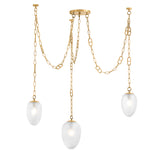 Lockwood 3 Light Swag Chandelier, Vintage Brass and Frosted Glass