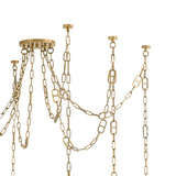 Lockwood 6 Light Swag Chandelier, Vintage Brass and Frosted Glass
