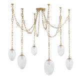 Lockwood 6 Light Swag Chandelier, Vintage Brass and Frosted Glass